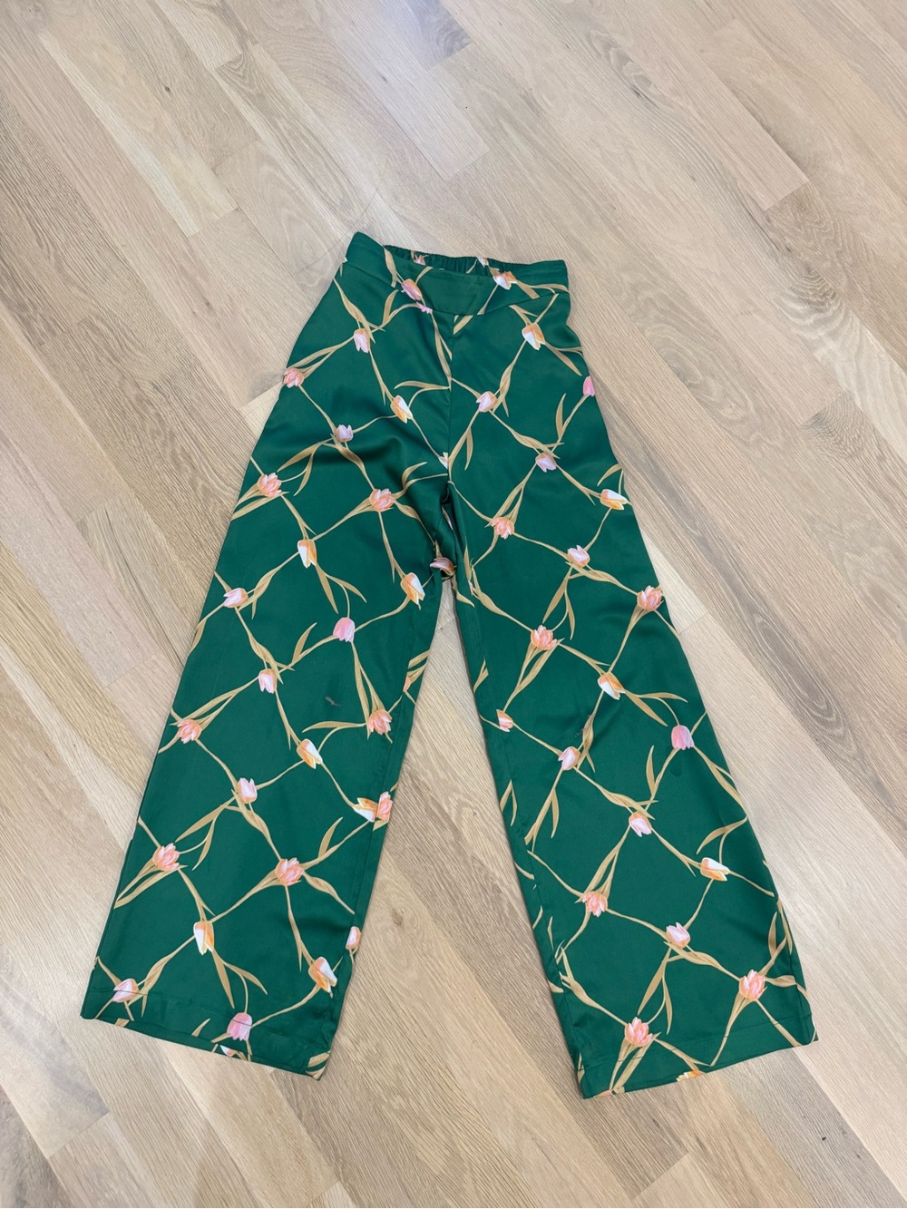 Misa Los Angeles Emerald Green Floral Straight-Leg Pants